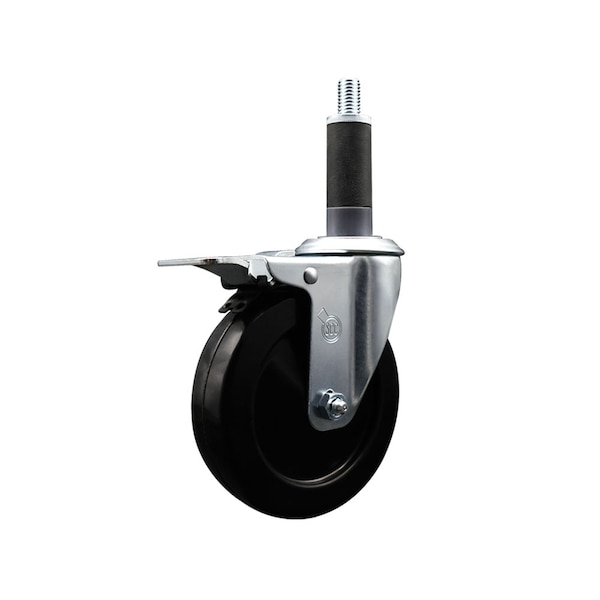 5'' SS Hard Rubber Swivel 1'' Expand Stem Caster Total Lock Brake